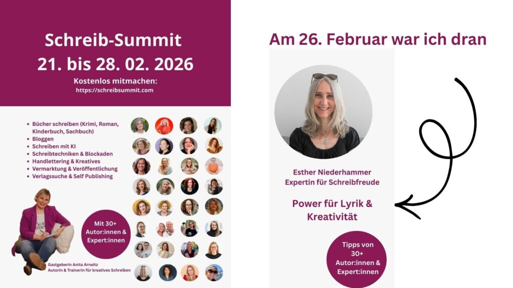 Schreib-Summit 2026, Plakat mit Expertenbildern